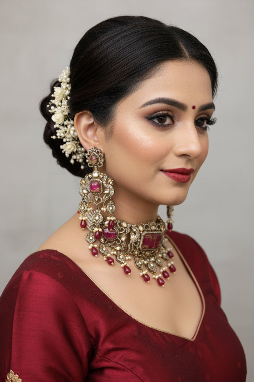 Moissanite Kundan choker set