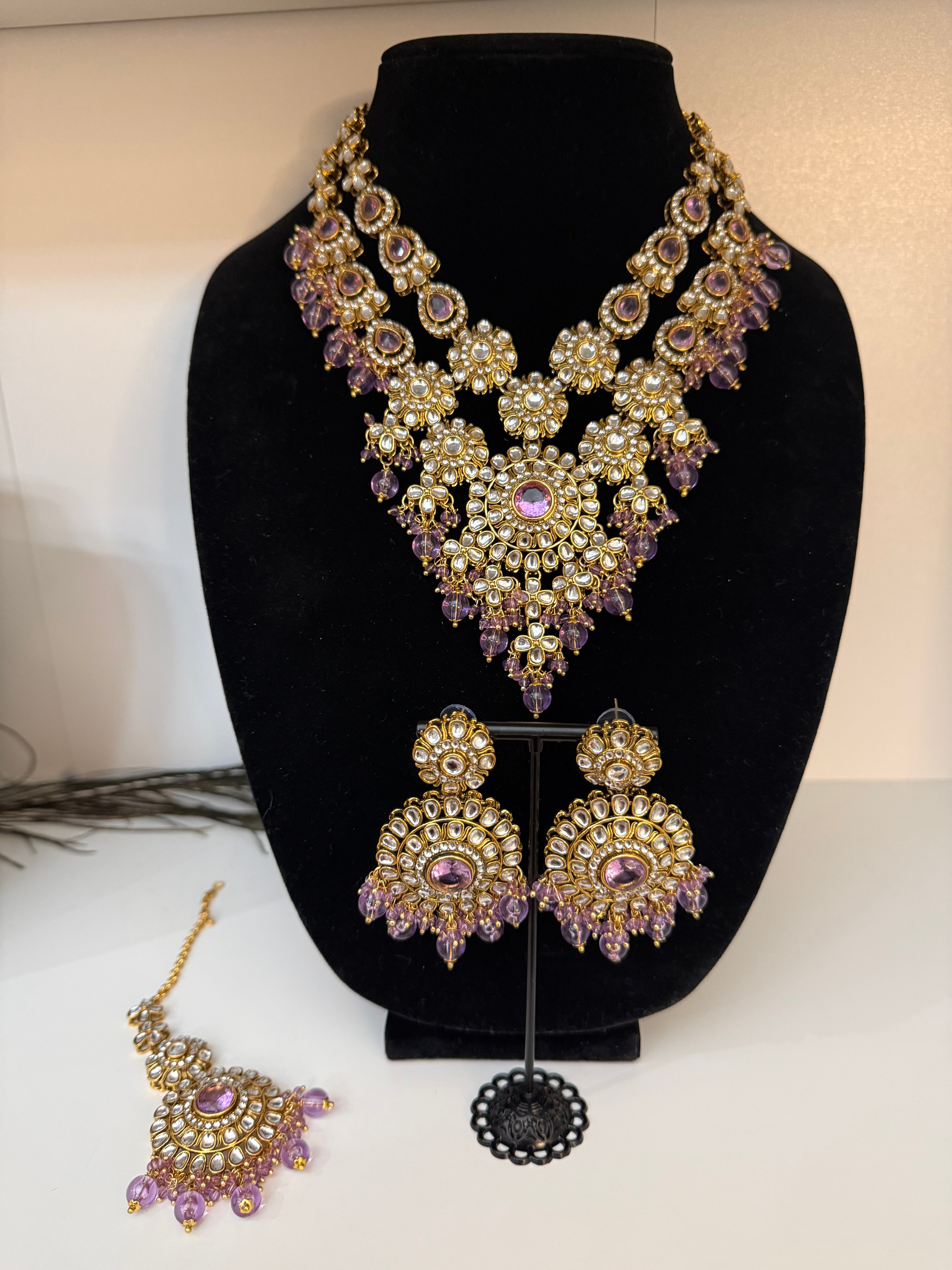 Lavender Bloom Kundan Jewelry Set